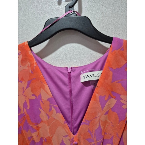 Taylor Bohemian Floral Print V Neck Button Front Tiered Ruffle Mini Dress - Picture 3 of 7